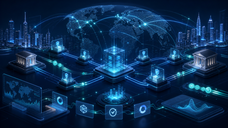 Global financial rails connecting secure institutions in a self-driving financial system