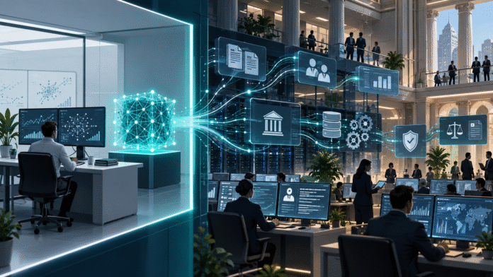 financial-ai-pilot-production-header Financial AI implementation moving from a controlled pilot into complex production operations