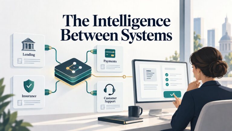 Workflow intelligence connects lending, payments, insurance, and customer support systems while a human reviewer approves an evidence-backed action.