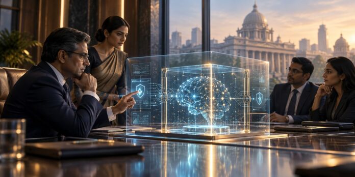 fsb-ai-governance-header Indian banking leaders reviewing AI governance and safeguards under the FSB AI practices