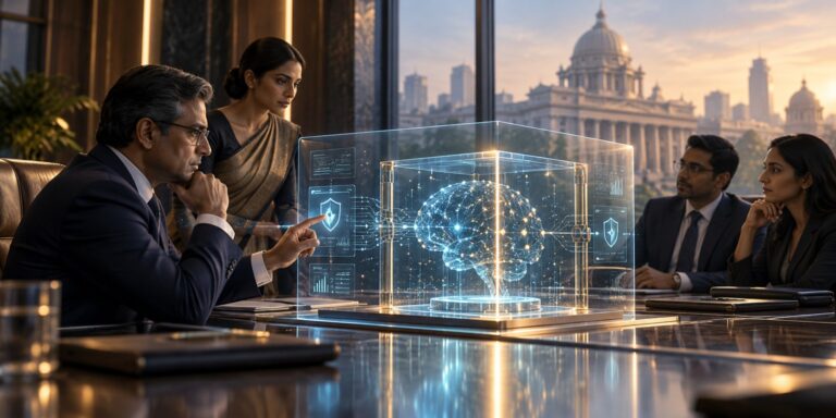 Indian banking leaders reviewing AI governance and safeguards under the FSB AI practices
